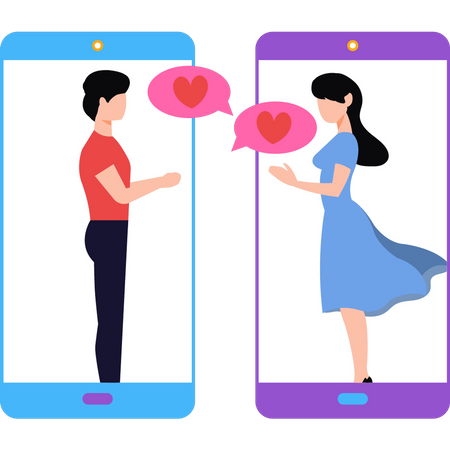 Casal conversando no celular  Ilustração