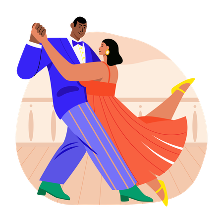Casal curtindo dança de tango  Ilustração