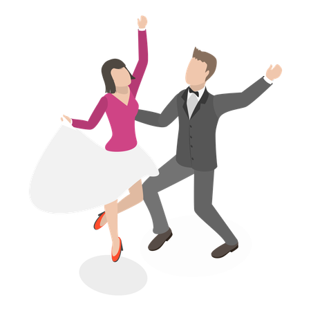 Casal dançando juntos  Ilustração
