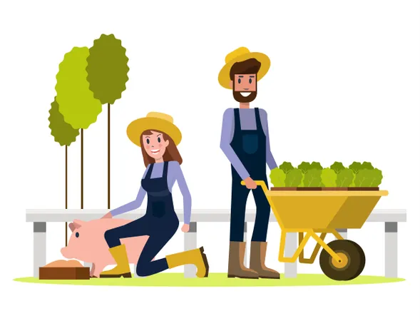 Casal de agricultores  Ilustração