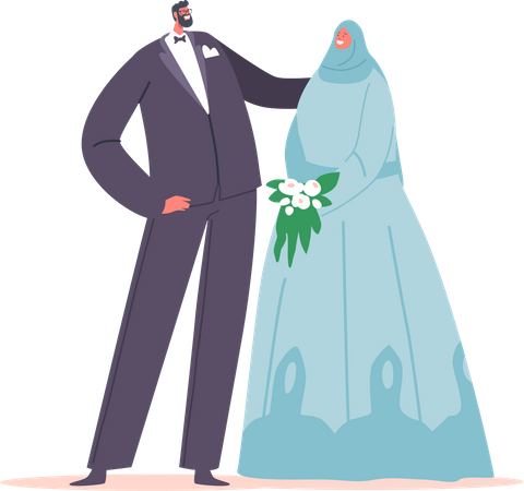 Casal de casamento árabe  Ilustração