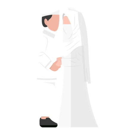 Casal de noivos muçulmanos juntos  Ilustração