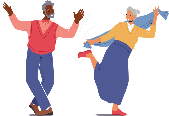 Casal de idosos dançando juntos  Ilustração