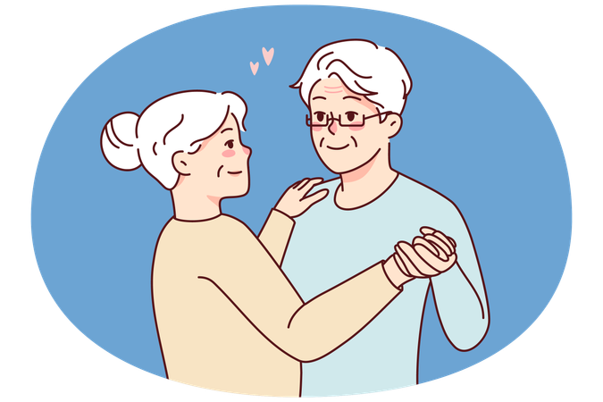 Casal de idosos dançando juntos  Ilustração