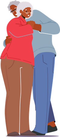 Casal de idosos se abraçando  Ilustração