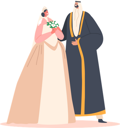 Casal de noivos árabes  Ilustração