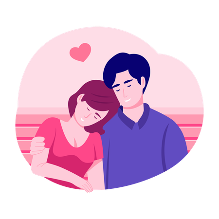 Casal desfrutando de amor terno  Ilustração
