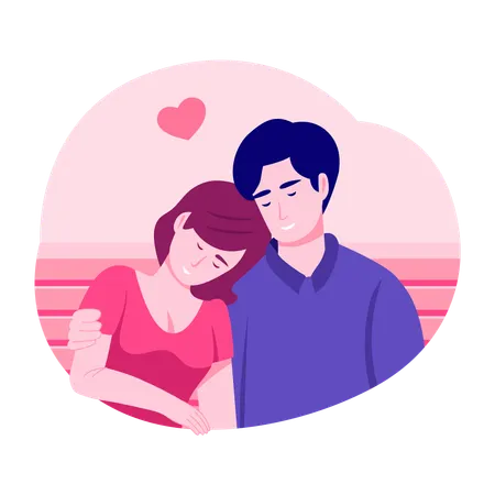 Casal desfrutando de amor terno  Ilustração