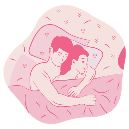 Casal dorme um com o outro  Ilustração