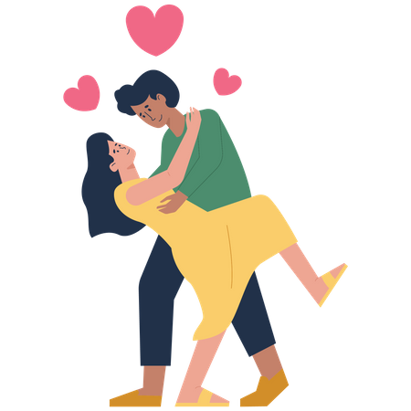 Casal de namorados dançando amor  Ilustração