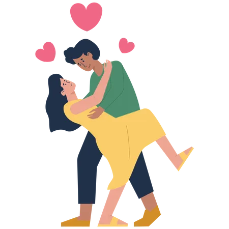 Casal de namorados dançando amor  Ilustração