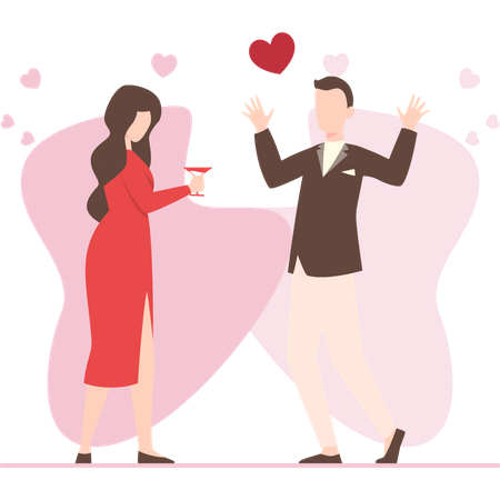 Casal em encontro romântico  Ilustração
