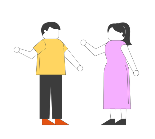 Casal em pé conversando  Ilustração