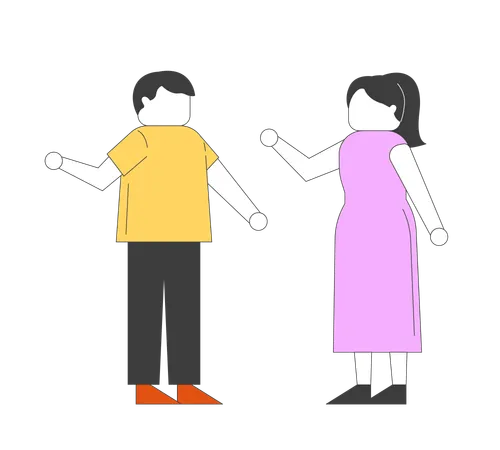 Casal em pé conversando  Ilustração