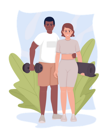 Casal em roupas esportivas  Ilustração