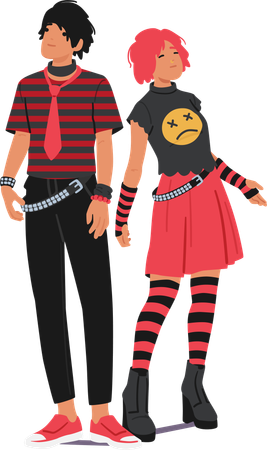 Casal emo em pose  Ilustração