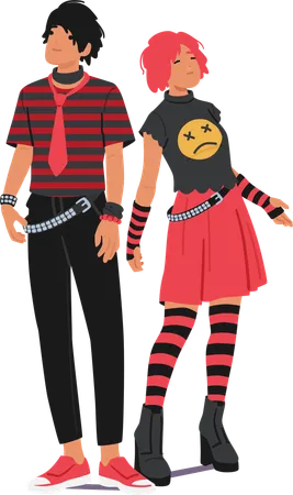 Casal emo em pose  Ilustração