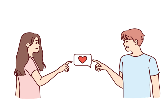 Casal está fazendo comunicação on-line  Illustration
