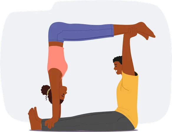 Casal está fazendo Acro yoga  Ilustração