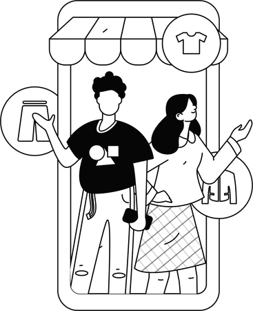 Casal fazendo blog de moda  Ilustração