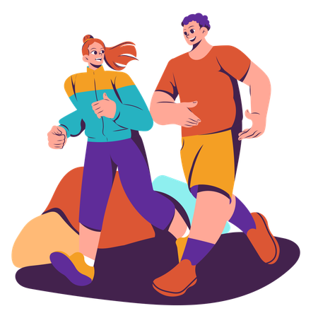 Casal fazendo corrida juntos  Ilustração