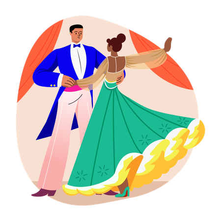 Casal fazendo dança de salão  Ilustração