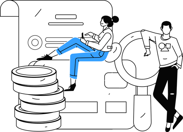 Casal fazendo pagamentos digitais por meio de cartão de débito  Ilustração