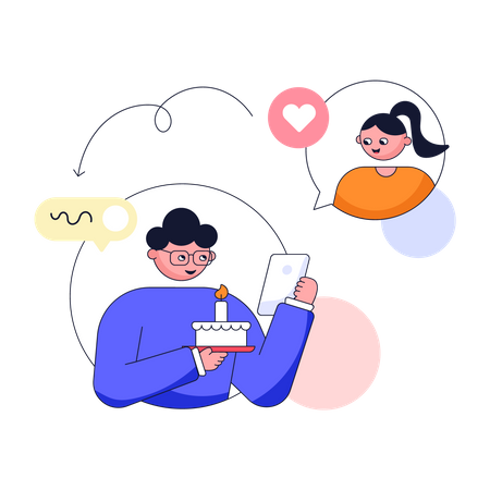 Casal fazendo videochamada online  Illustration