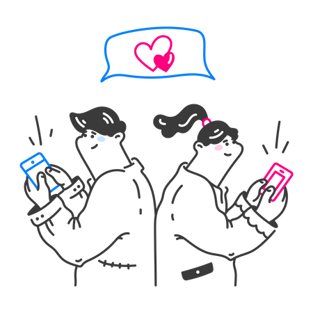 Casal flertando na sala de chat  Illustration