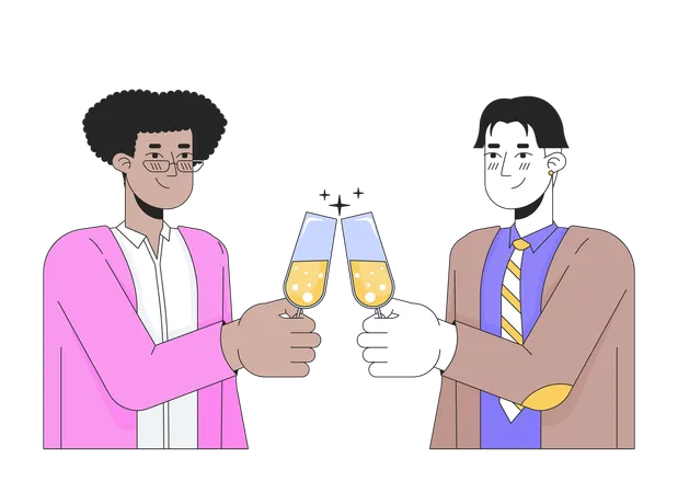 Casal de gays tilintando de copos  Ilustração