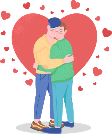 Feliz casal gay apaixonado  Ilustração