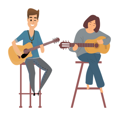 Casal de guitarrista  Ilustração