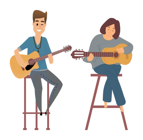 Casal de guitarrista  Ilustração