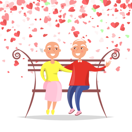 Amor de casal de idosos  Ilustração