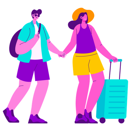 Casal indo viajar  Ilustração