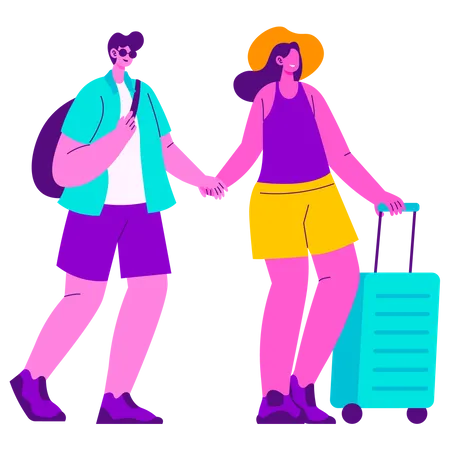 Casal indo viajar  Ilustração