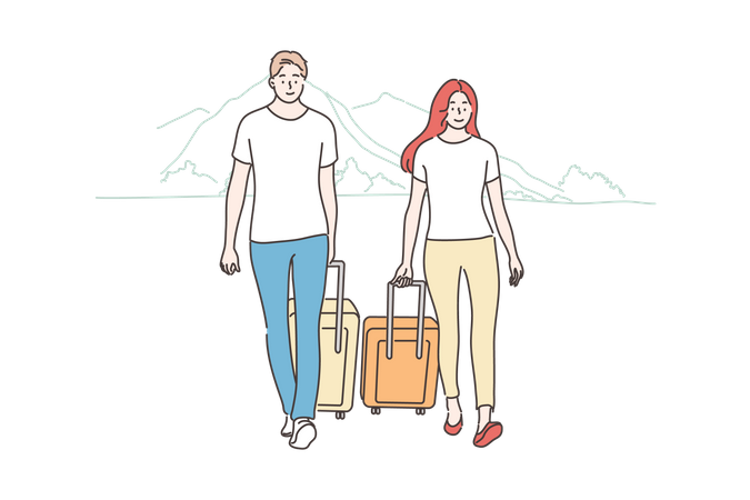 Casal indo viajar  Ilustração