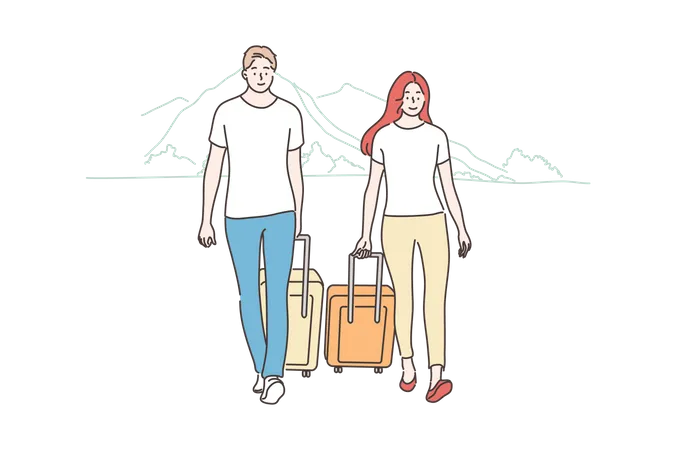 Casal indo viajar  Ilustração