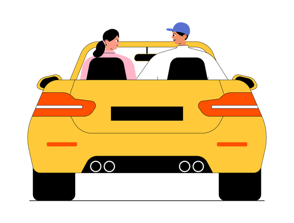 Casal indo para uma viagem de carro  Ilustração