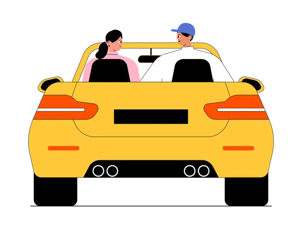 Casal indo para uma viagem de carro  Ilustração