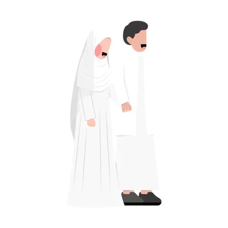 Casal islâmico fazendo nikah  Ilustração