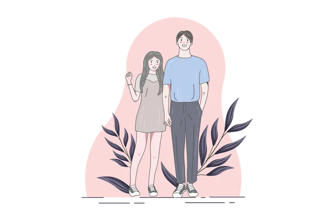 Casal japonês de mãos dadas  Illustration