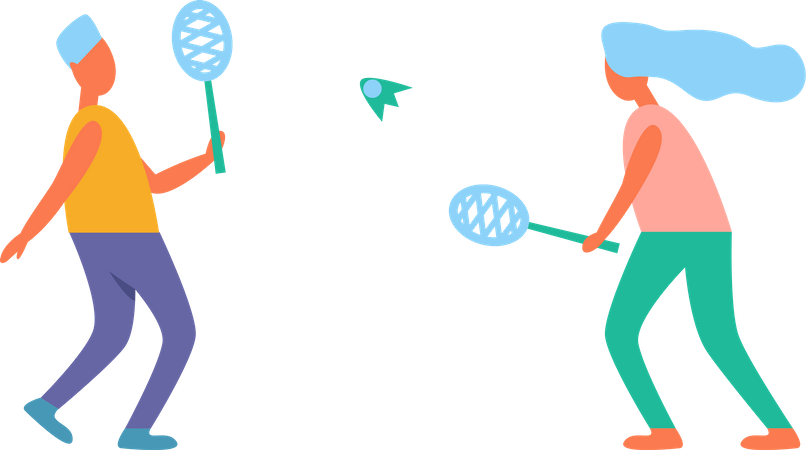Casal jogando badminton  Ilustração