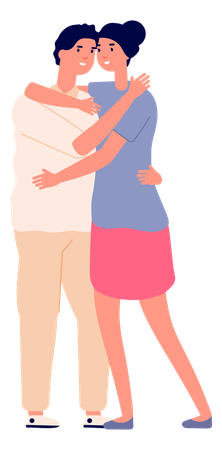 Jovem casal se abraçando  Ilustração