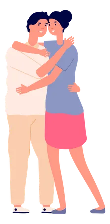 Jovem casal se abraçando  Ilustração
