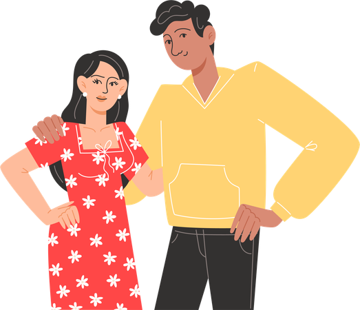 Casal jovem em pé um ao lado do outro  Illustration