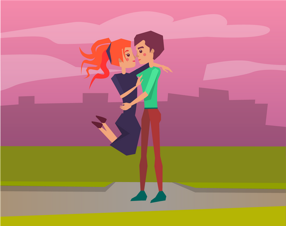 Jovem casal fazendo abraço  Ilustração