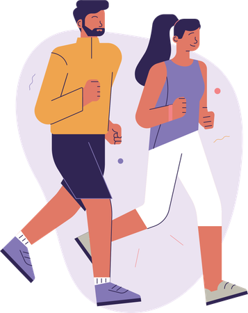 Casal jovem indo correr  Illustration