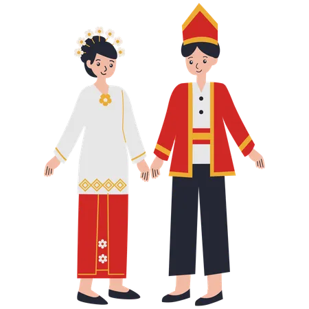 Casal jovem vestindo Maluku  Ilustração