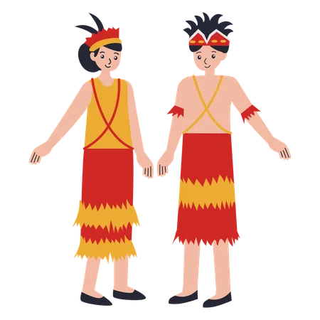 Casal jovem vestindo Papua Barat  Ilustração